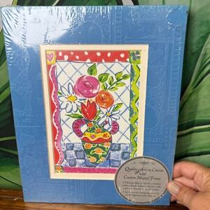 Vintage Jenny Faw Blue Floral Art Print Aesthetic Cotton Matted